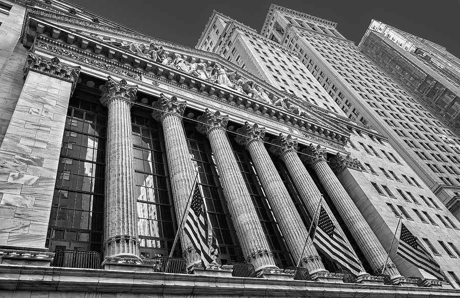 New York Stock Exchange Wall Street NYSE BW Photograph by Susan Candelario