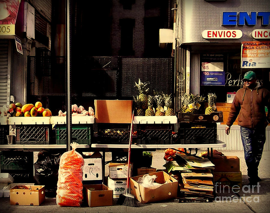 New York City Photograph - New York Street Scene - Fruit Vendor - The Heights by Miriam Danar