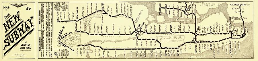 New York Subway Map Photograph by Library Of Congress, Geography And Map Division