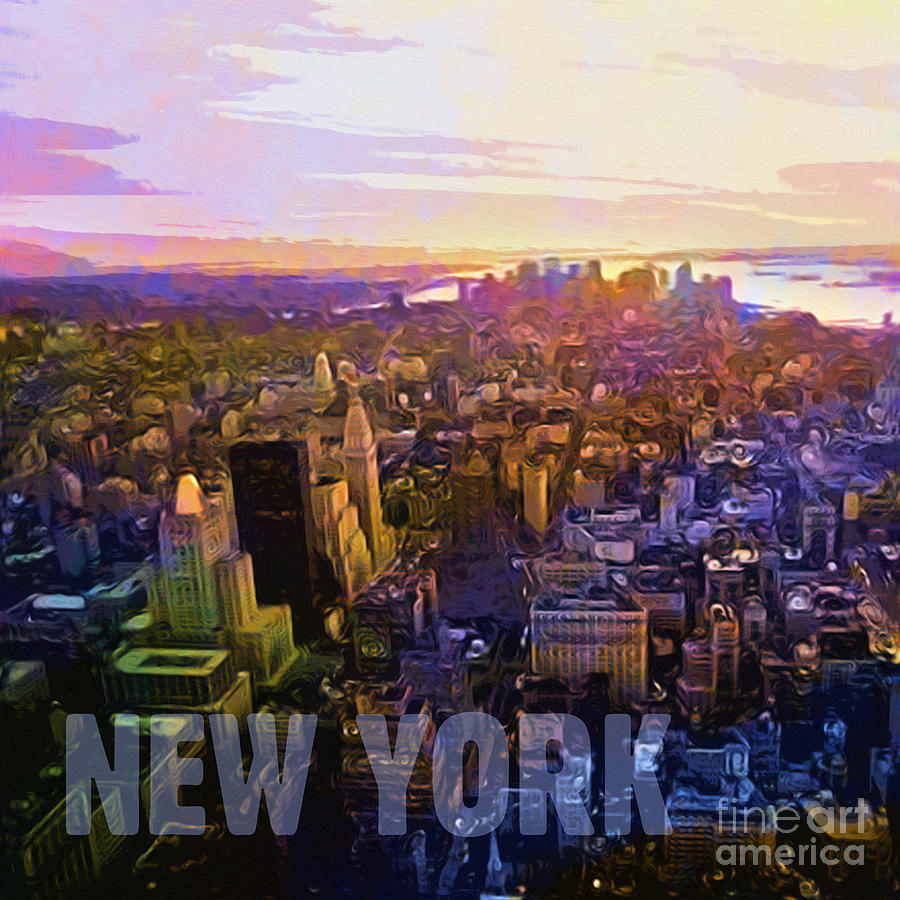 New York Sunset Digital Art by Lutz Baar