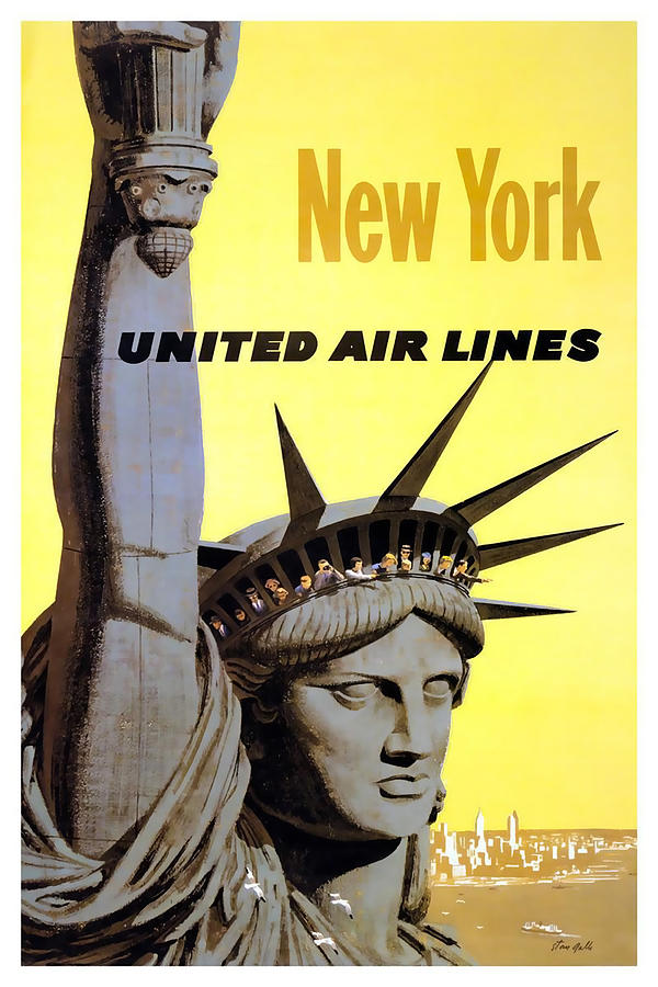 New York United Airlines Mixed Media by David Wagner