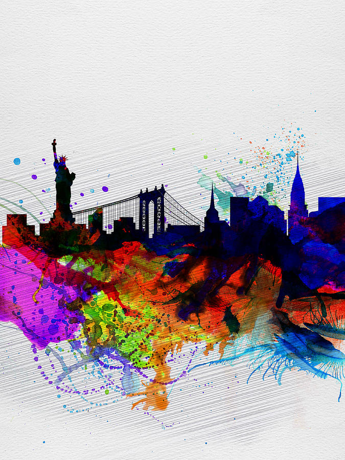 City Painting - New York  Watercolor Skyline 1 by Naxart Studio
