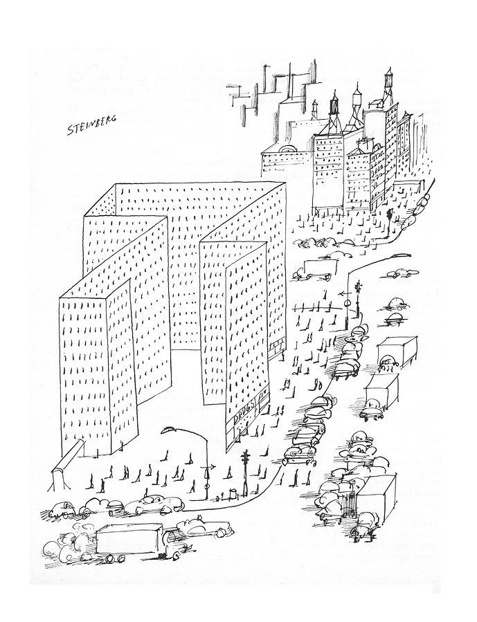New Yorker August 21st, 1965 Drawing by Saul Steinberg