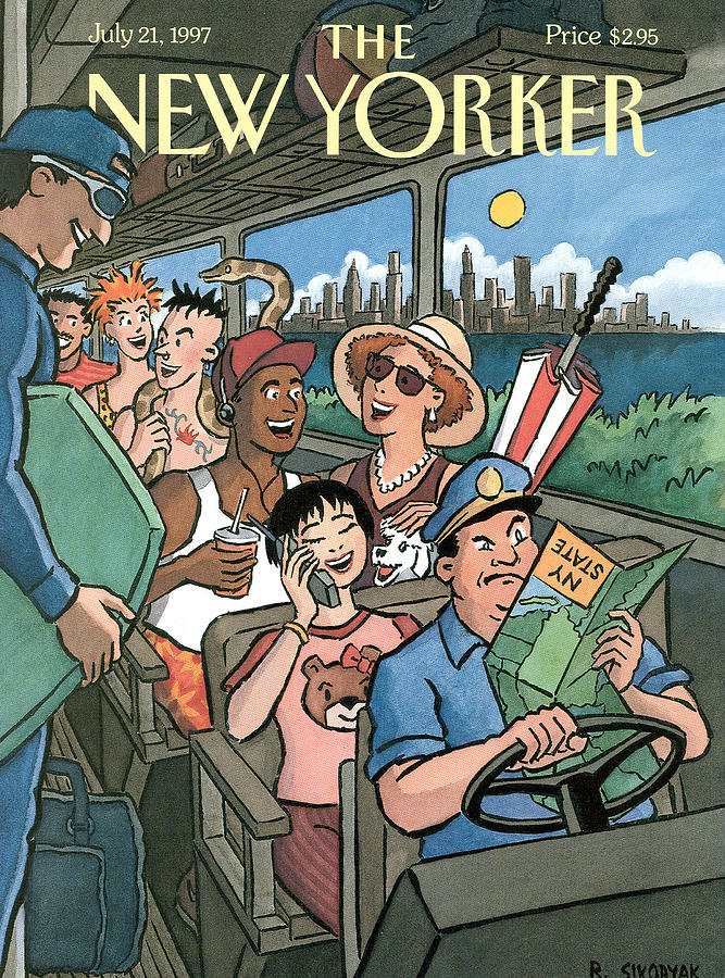 New Yorker Characters Board A City Bus Painting by R Sikoryak