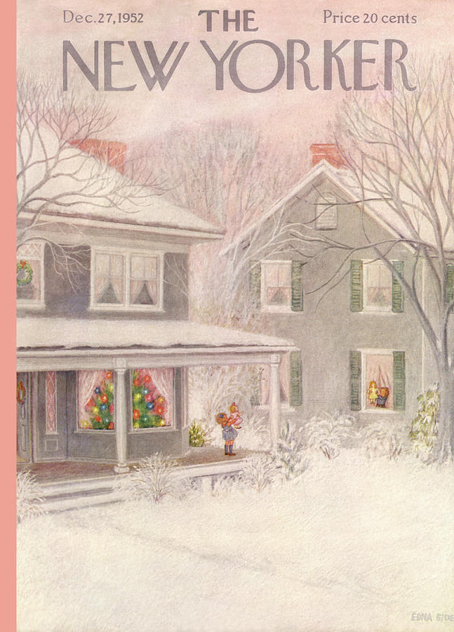 Christmas Painting - New Yorker December 27th, 1952 by Edna Eicke