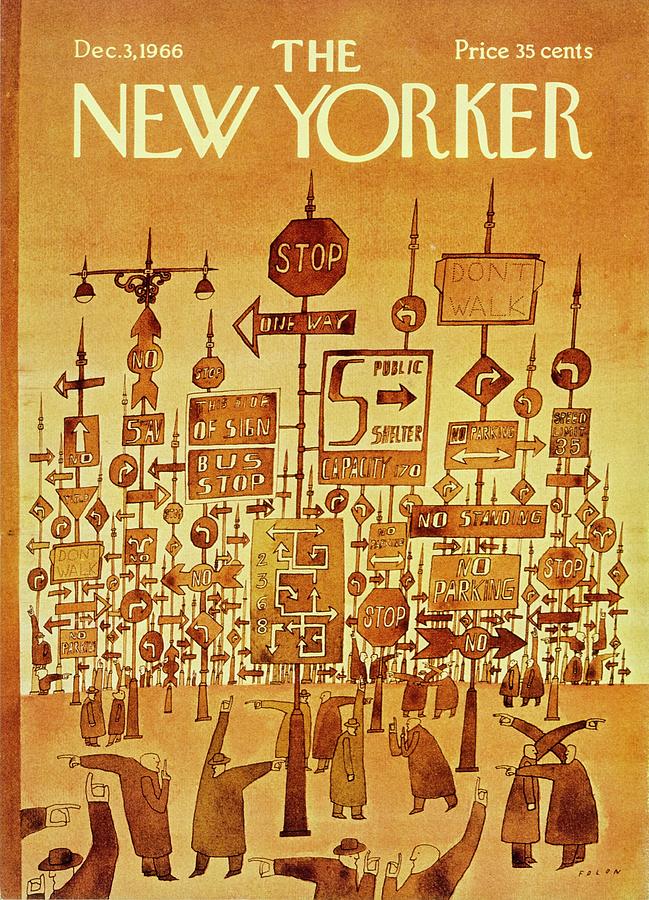 New Yorker December 3rd 1966 Painting by Jean-Michel Folon