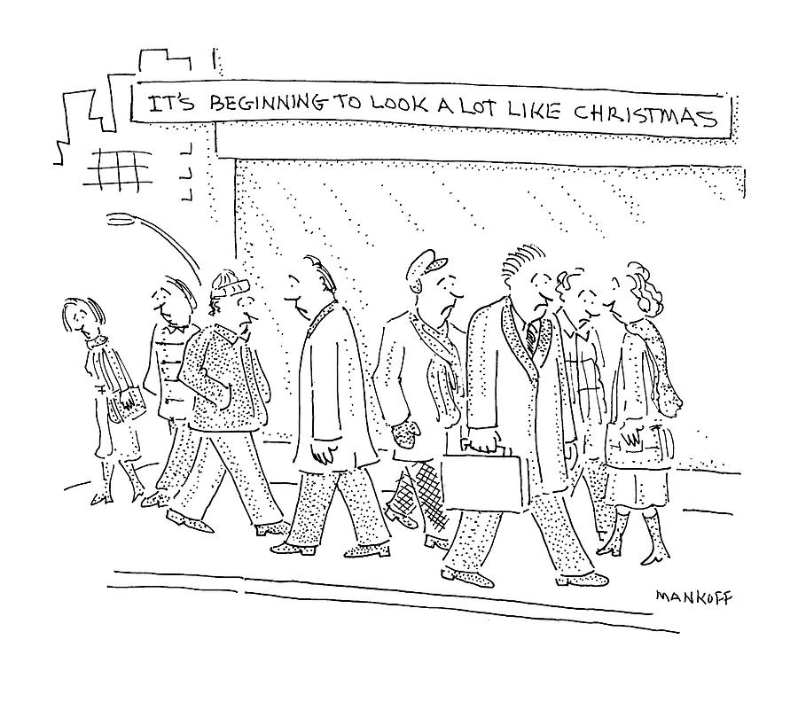 Christmas Drawing - New Yorker December 5th, 1994 by Robert Mankoff