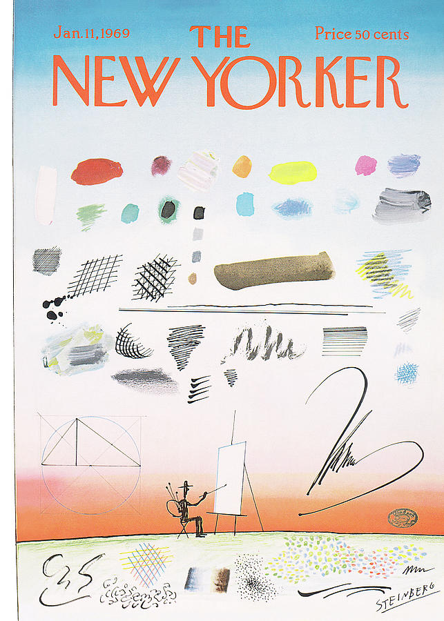 New Yorker January 11th, 1969 Painting by Saul Steinberg
