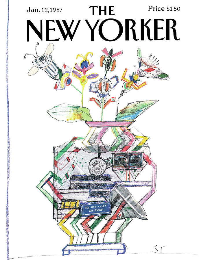 New Yorker January 12th, 1987 Painting by Saul Steinberg