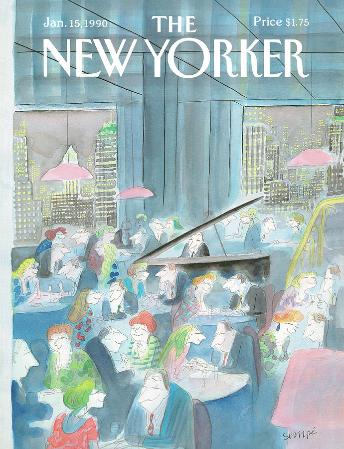 Music Painting - New Yorker January 15th, 1990 by Jean-Jacques Sempe