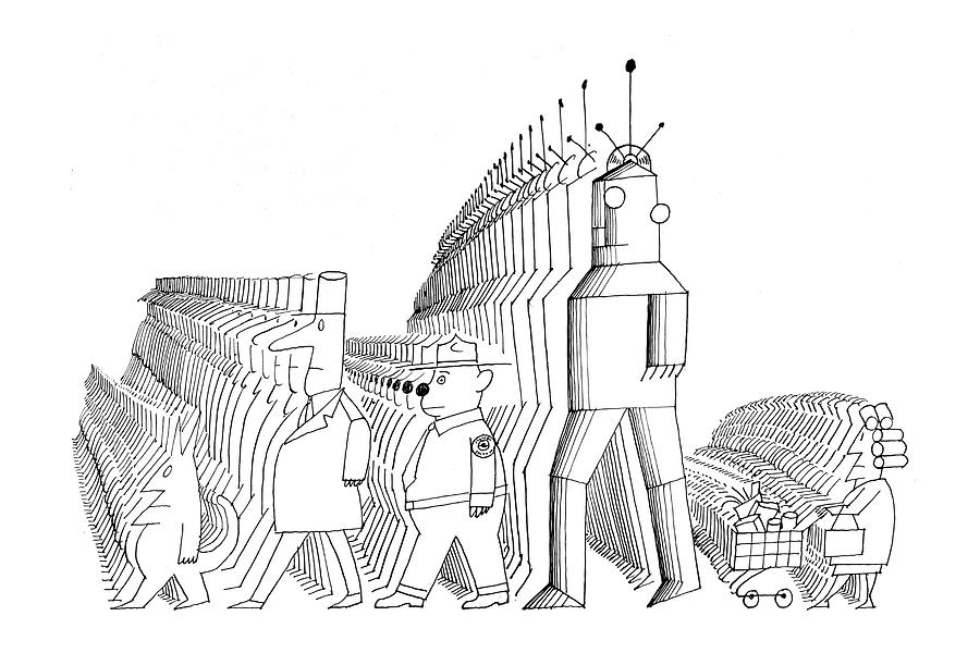 New Yorker May 25th, 1968 Drawing by Saul Steinberg