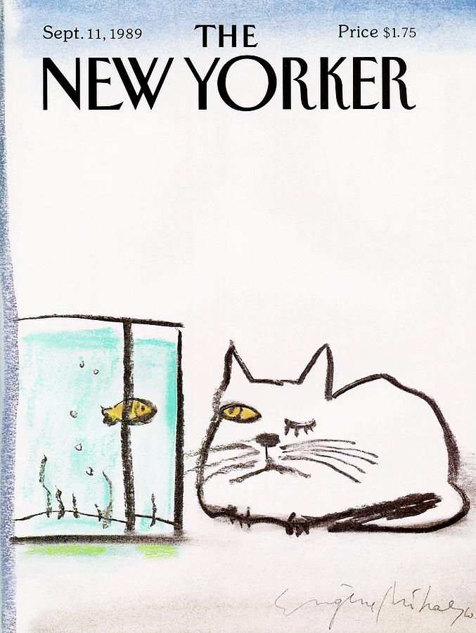 Cat Painting - New Yorker September 11th, 1989 by Eugene Mihaesco