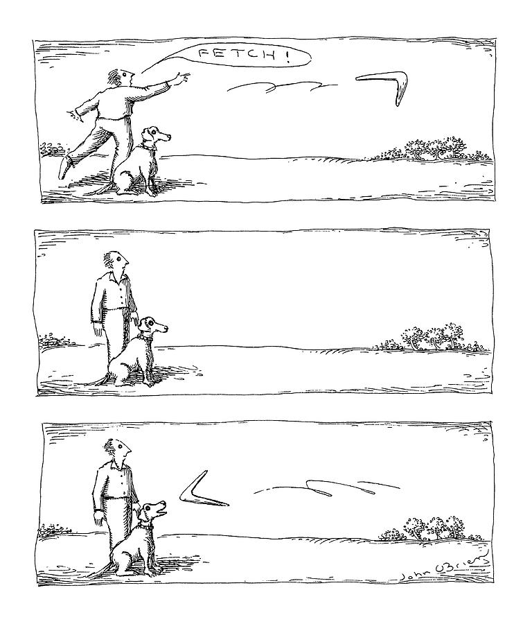 Dog Drawing - New Yorker September 14th, 1992 by John OBrien