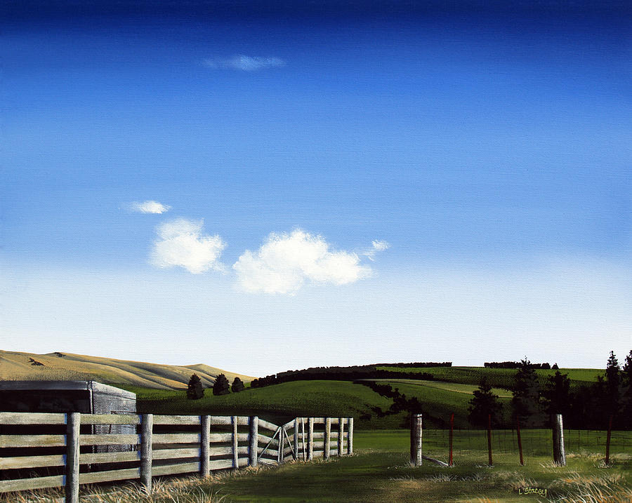 Mountain Painting - New Zealand Farm Gate by Linelle Stacey by Linelle Stacey
