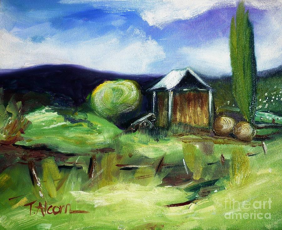 Sheep Painting - New Zealand Impressions by Therese Alcorn