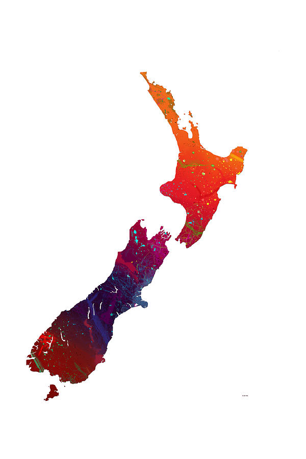 New Zealand Map Digital Art by Marlene Watson