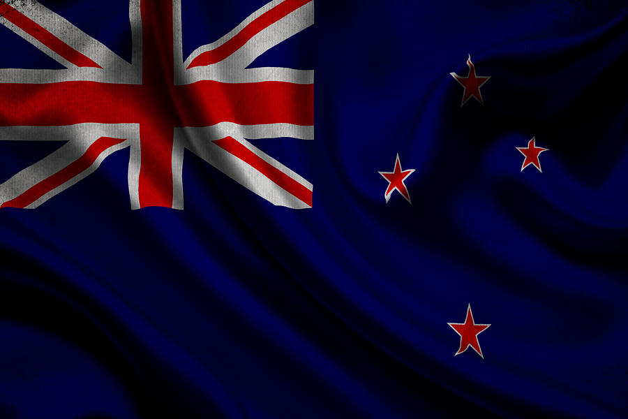 New Zealands flag waving on canvas Digital Art by Eti Reid