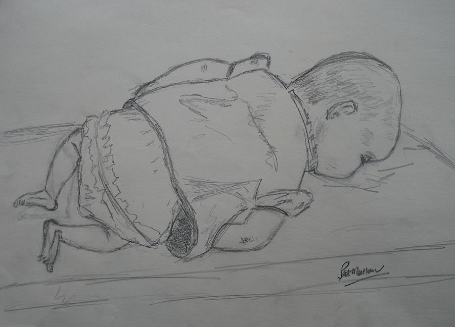 Charcoal Drawing - Newborn by Pat Mullan