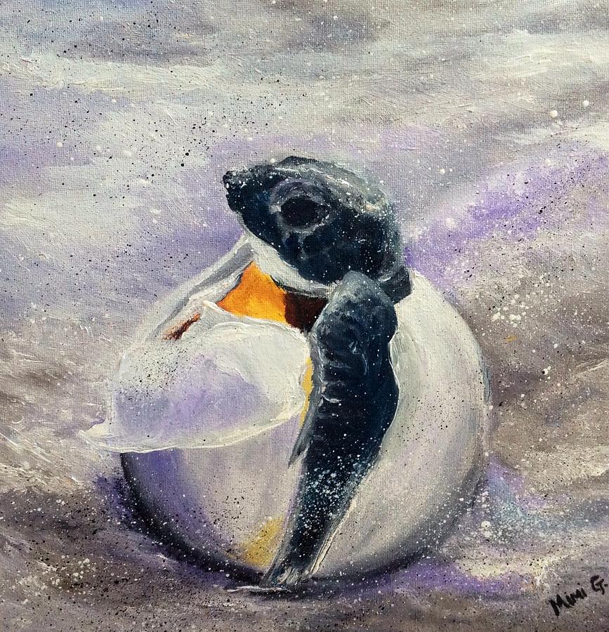 Newborn Turtle Painting by Michell Givens