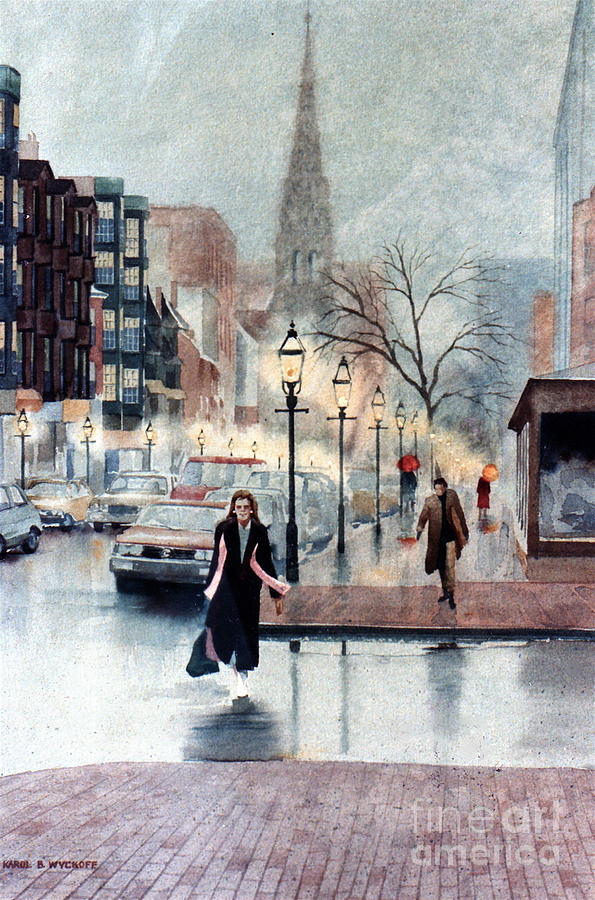 Newbury Street Rain Painting by Karol Wyckoff
