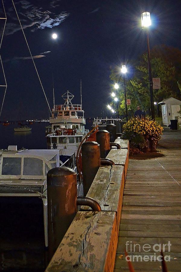 Newburyport Docks Full Moon Photograph