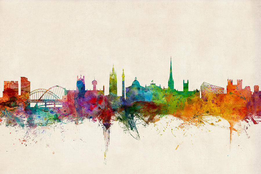City Digital Art - Newcastle England Skyline by Michael Tompsett