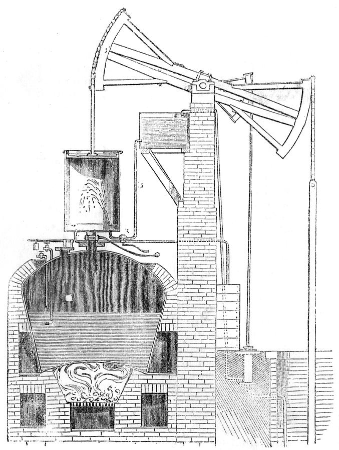 Newcomen's Steam-engine Drawing by Mary Evans Picture Library - Fine ...