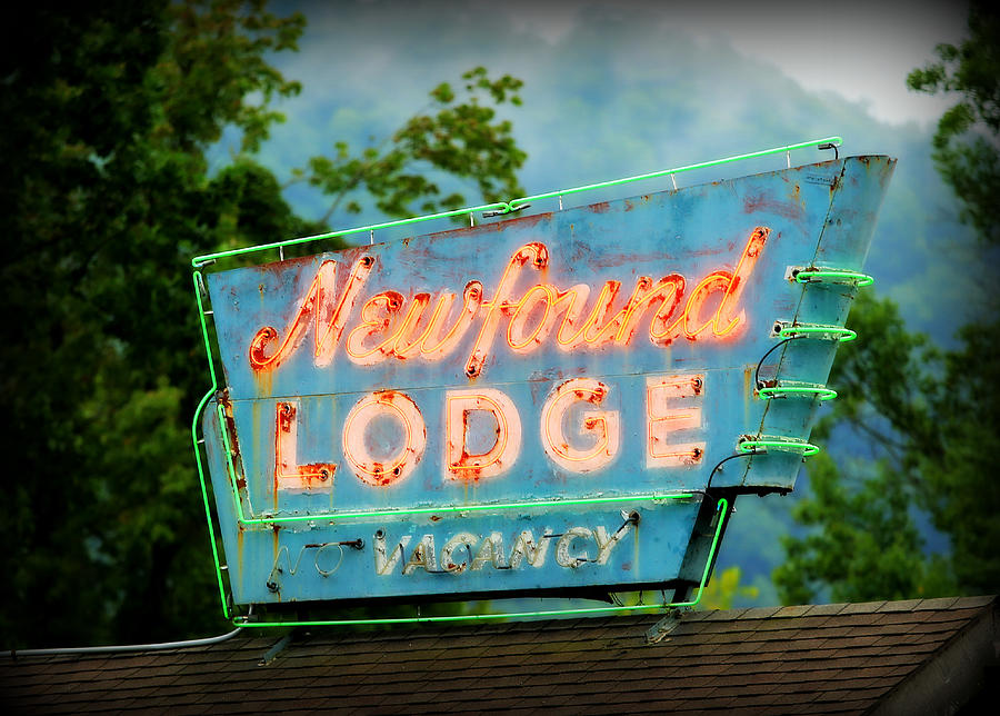 Sign Photograph - Newfound Lodge Neon by Stephen Stookey