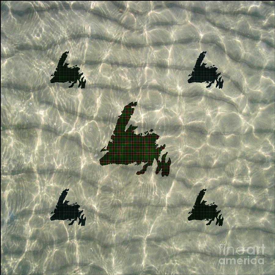 Newfoundland Map Duvet Hazy Water Ripples Digital Art by Barbara A Griffin