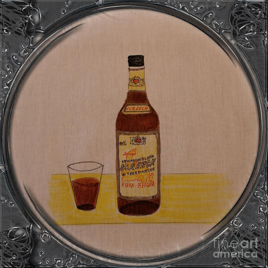 Newfoundland Screech Rum - Porthole Vignette Drawing by Barbara A Griffin