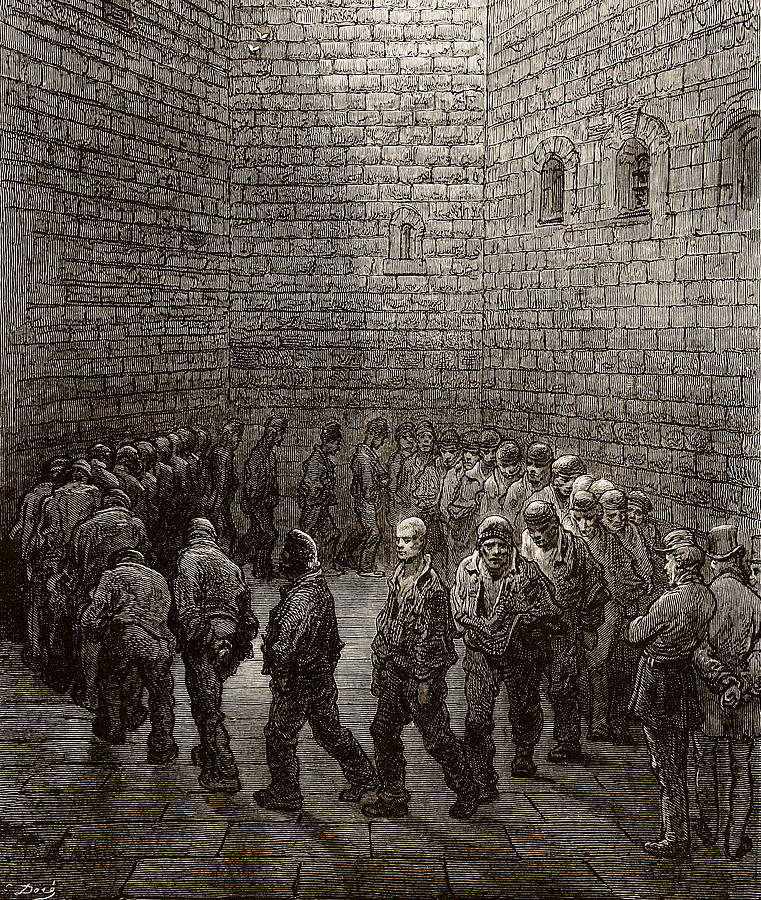 Misery Movie Drawing - Newgate Prison Exercise Yard by Gustave Dore