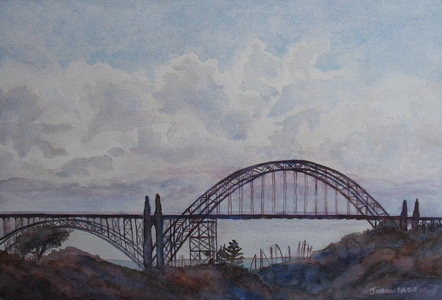 Newport Bay Bridge I Painting by Jenny Armitage