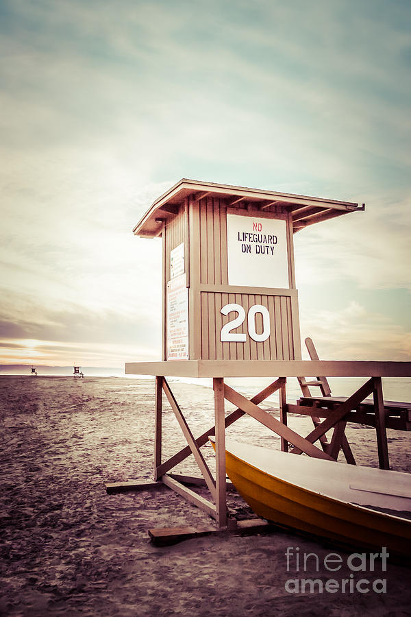 Newport Beach Lifeguard Tower 20 Vintage Picture Photograph by Paul Velgos