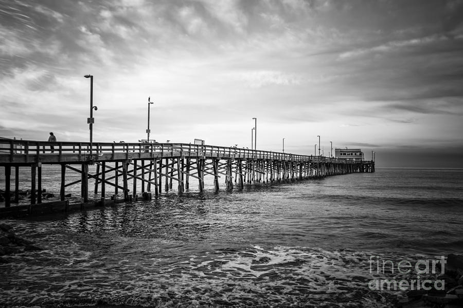 Newport Beach Photograph - Newport Beach Pier Black and White Picture by Paul Velgos