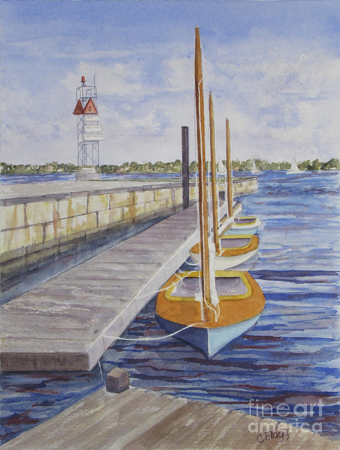 Newport Boats in Waiting Painting by Carol Flagg
