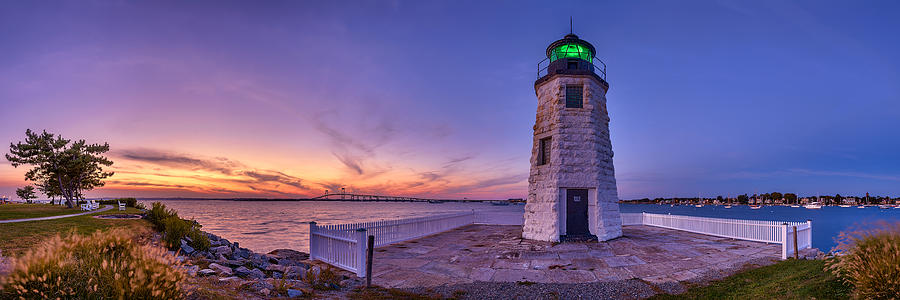 Bridge Photograph - Newport Harbor Light at Sunset by Scott Lynde