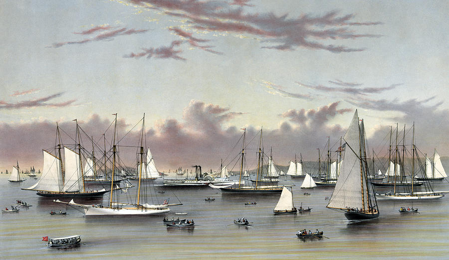 Newport Yachts, C1872 Painting by Granger