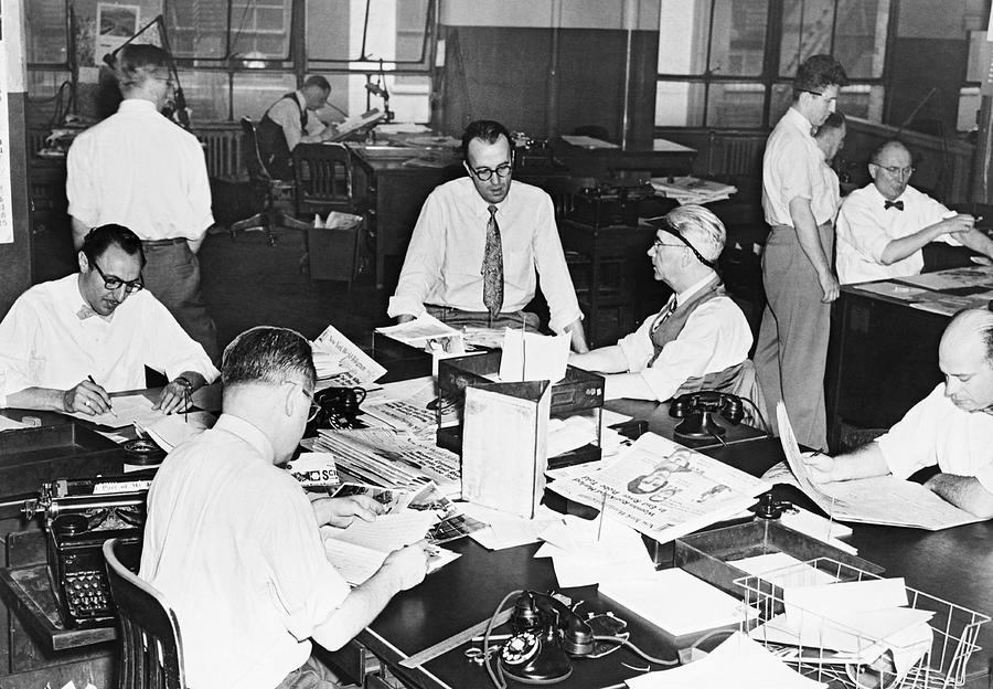 Newspaper City Desk Editors Photograph by Underwood Archives  Fred Palumbo
