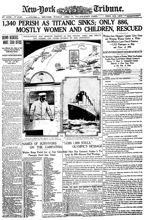 Newspaper Front Sheet Page Titanic Disaster 1912 Times Huge Wall Art Poster 