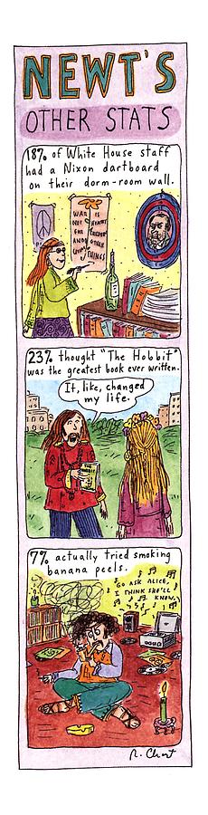 Newts Other Stats Drawing by Roz Chast