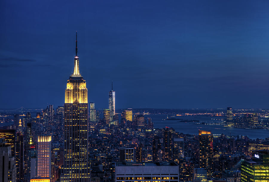 Newy York Skyline Blue Hour Photograph by Basic Elements Photography