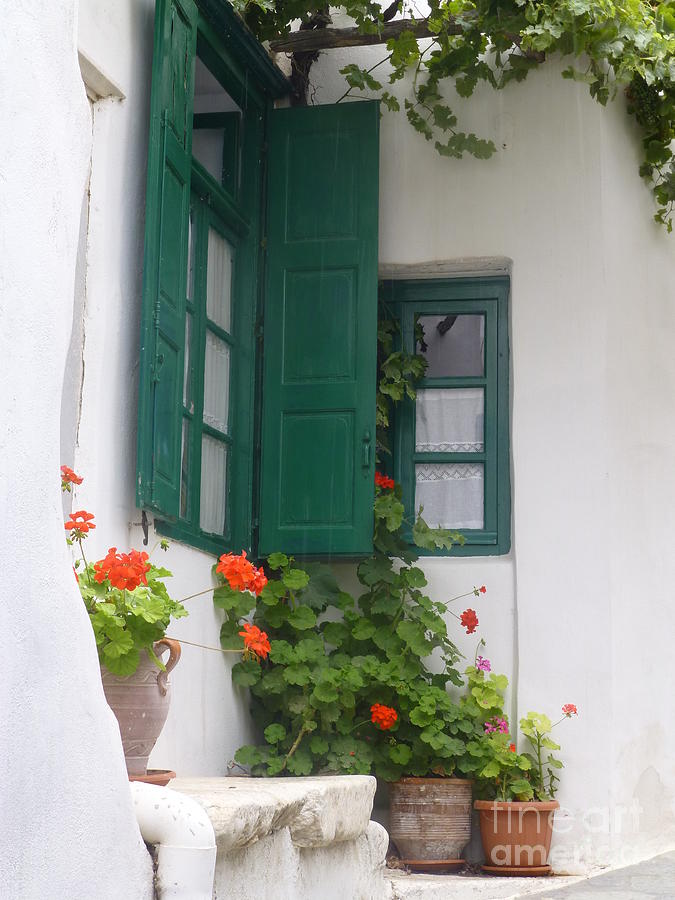 Naxos Green Shutters Photograph by Maxine Kamin