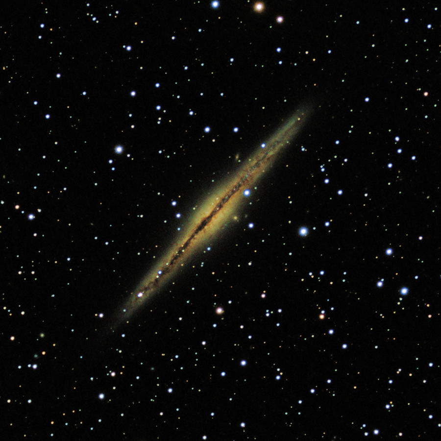 NGC 891 An Edge-On Spiral Galaxy in the Constellation Andromeda Photograph by Alan Vance Ley