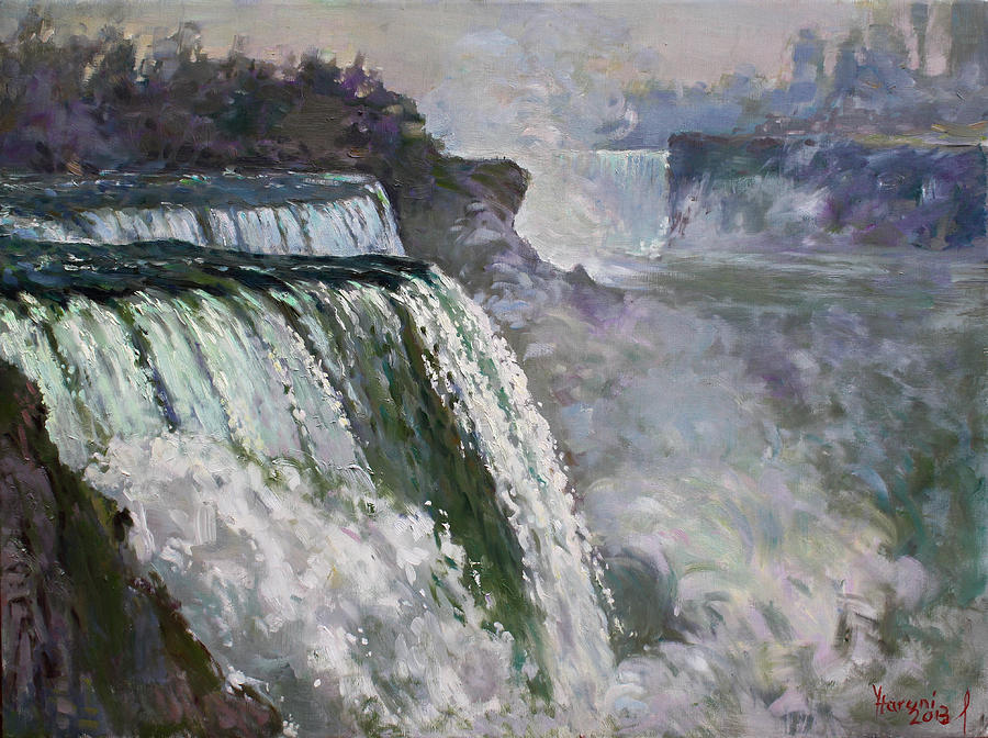 Waterfall Painting - Niagara American Falls 2 by Ylli Haruni