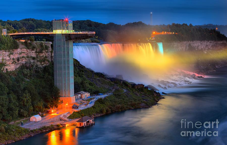 Niagara American Falls At Night Photograph by Adam Jewell