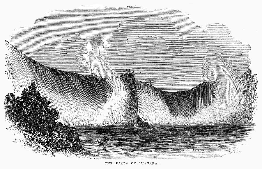 Niagara Falls, 1842 Painting by Granger