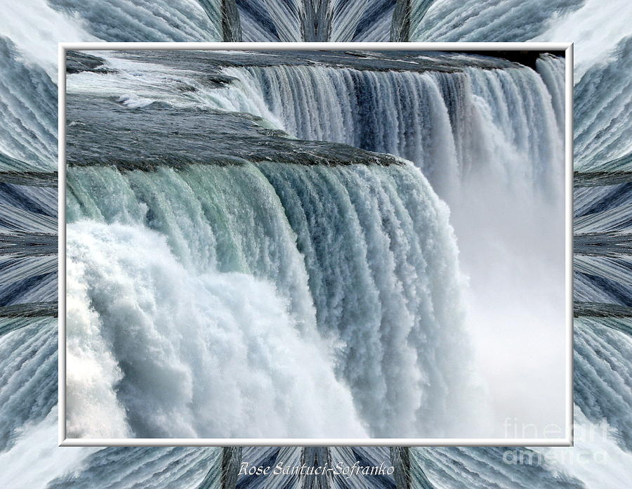 Waterfall Photograph - Niagara Falls American side closeup with warp frame by Rose Santuci-Sofranko