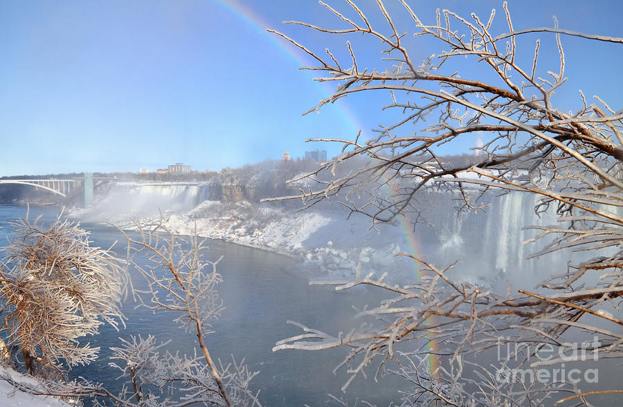 Winter Photograph - Niagara Falls Frost Rainbow by Charline Xia