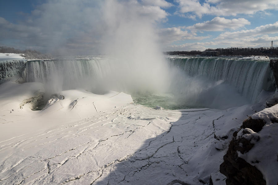 Niagara Falls Ice Buildup Panorama - Canadian Horseshoe Falls Ontario Canada Photograph by Georgia Mizuleva
