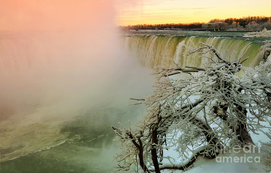 Winter Photograph - Niagara Falls Icy Sunset  by Charline Xia